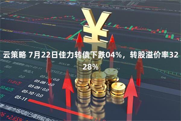 云策略 7月22日佳力转债下跌04%，转股溢价率3228%